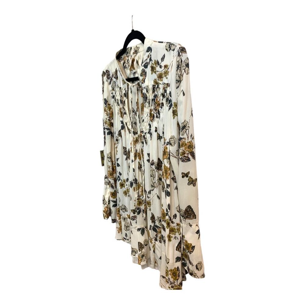 Free People Pebble Crepe So Fine Boho‎ Flowy Raw Hem Top Blouse Tunic Sz M - Picture 6 of 15